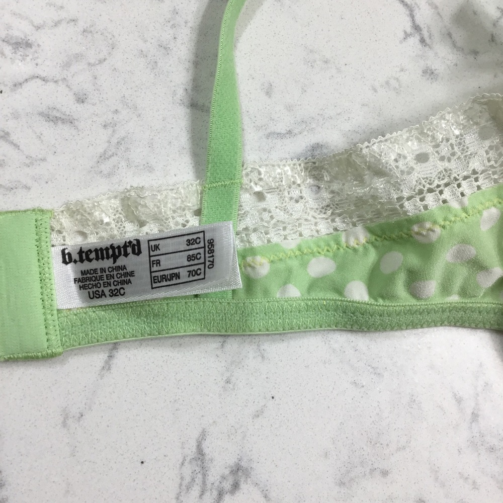 B. Tempt’d By Wacoal Polka Dotted Push Up Bra Lime Green 32C - Picture 11 of 16